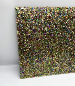 China Colorful Chunky Flakes Glitter Cast Acrylic Sheet For Laser Cut 4mm Thick factory