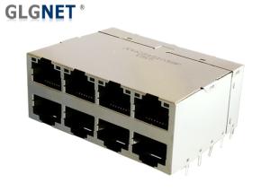 China Multiple Ports 10G Rj45 Female Connector Right Angle PA9T Housing 2X4 4 Channels factory