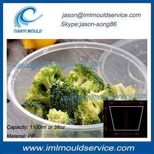 China 1100ml big clear thin wall plastic disposable pasta serving bowls molding with lids factory
