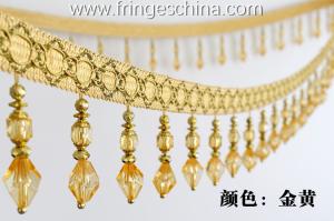 China Handmade fashionable chain beads lace tassels fringes for curtain/sofa/pillow decoration factory