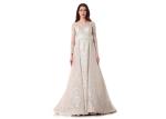Embroidery Lace Long Sleeve Ladies Evening Dresses Transparent Back