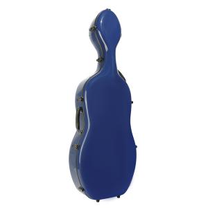 China Full Size Durable Fiberglass Cello Hard Case With Wheels Blue Color factory
