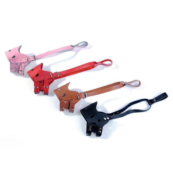 Leather Dog Muzzle Anti Biting Collar Leash Harness Set Dog Mouth Cover To Stop