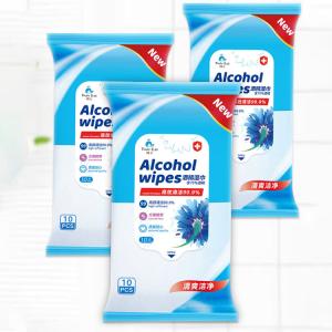China 10 Pcs Alcohol Disinfectant Wipes Antibacterial Cleaning Wipes For Coronavirus Protection factory