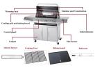 Full Stainless Garden Bbq Gas Grill BBQ machine with Trolley