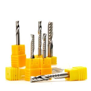China YB Hot Sales Tngsten Steel Alloy CNC Cutter Bit Single Flute Spiral End Mill Wood Milling Cutter CNC Bit for Aluminium Acrylic factory
