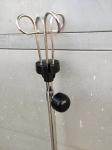 White And Black IV Pole Hospital Stainless Steel Infusion Stand With Hooks