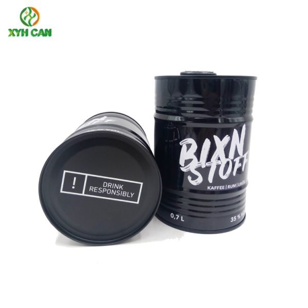 Alcohol Tin Can 750ml-700ml Barrel Shape Vodka Whisky Packaging with Plug