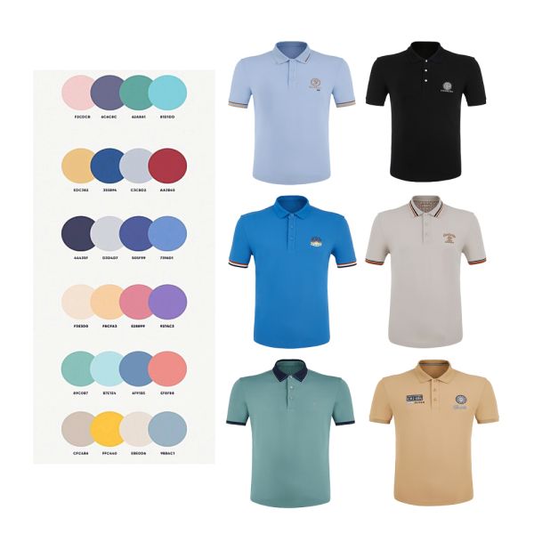 Short Sleeve Men'S Polo Shirts with 95% Polyester 5% Spandex Material