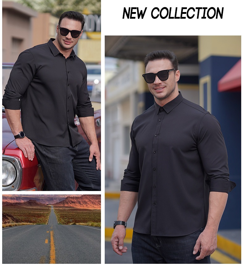 2022 Men's Oversized Tshirt Poplin Fabric Long Sleeve Casual Style Plus Size Shirts