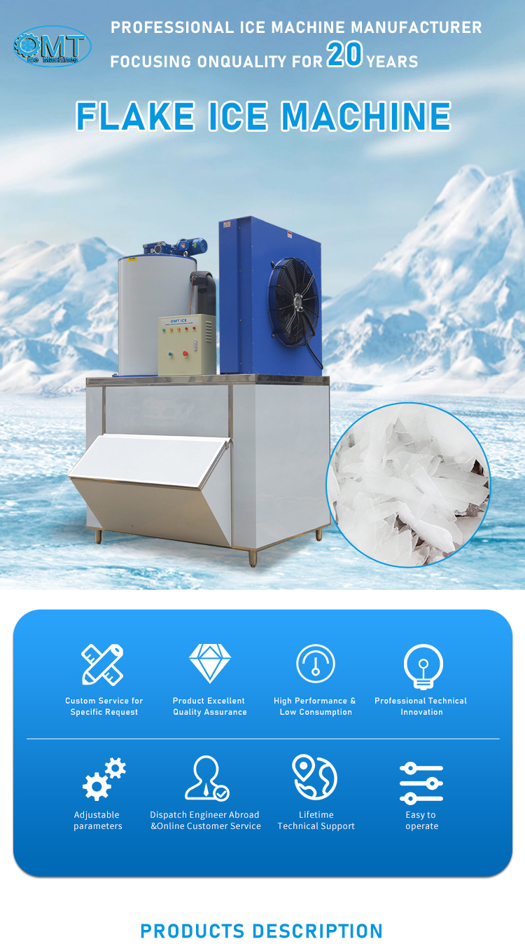 Danfoss Compressor 600 KG Flake Ice Machine for Automatic Ice Making and Food Storage in Business