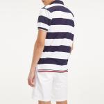 High Collar Stripped Golf Polo Shirt for Men Customised Logo Cotton Material