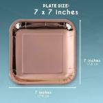 Square Rose Gold Disposable Dinner Plates For Wedding Anniversary