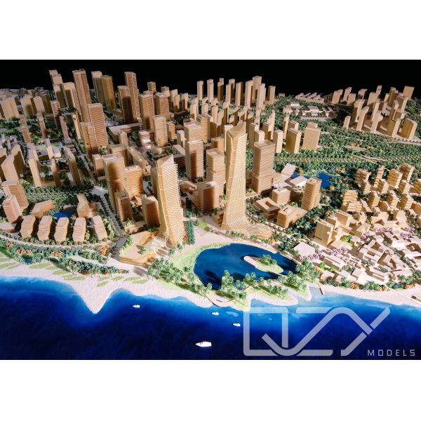 Aecom Basswood Miniature Architectural Model with LED Lighting for Xiamen TOD Project in 1:600 Scale and 12 Days Production Cycle