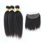 Authentic 100 Peruvian Virgin Human Hair Kinky Straight Lace Frontal Closure