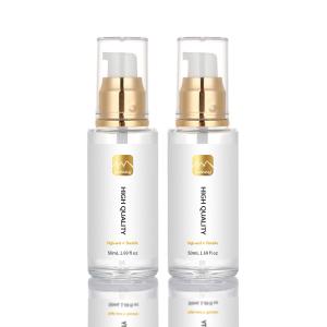 China 50ml Glass Luxury Matte Empty Cosmetics Serum Hair Oil Lotion Containers With Luxury Gold Top factory