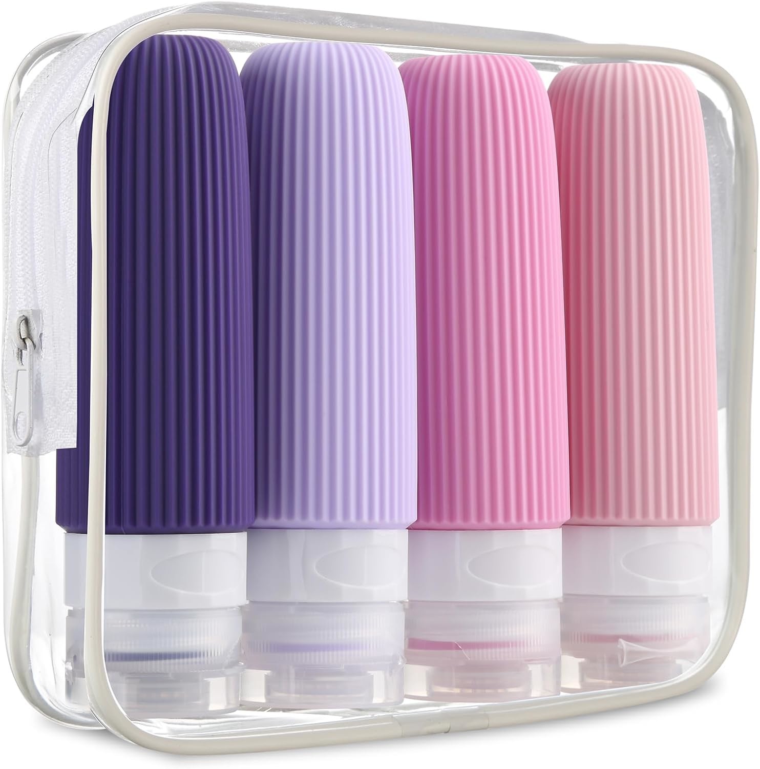 China Purple Leak Proof Silicone Travel Bottles Set Reusable 3oz factory
