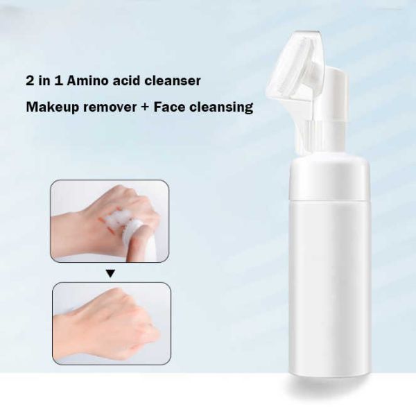 Private Label Face Skin Whitening Foaming Deep Cleansing Cleanser Face Wash with Silicone Face Brush 150ml