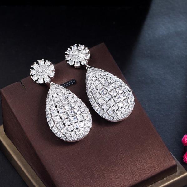 Fashion europe style women zircon earrings colorful cz stone Waterdrop earrings