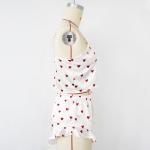 Sweet Cute Sleeveless Short Nighty Sets Sexy Soft Satin Heart Pajama For Women