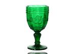 320ml Green Embossed Colored Crystal Wine Goblet Glasses For Home Deco, Antique