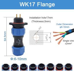 China Sp Series Plug Socket Threaded Waterproof Power Connector IP68 Wk17 Flange Circular factory