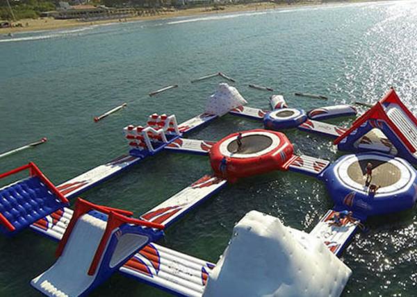 Popular Floating Inflatable Island , Aquatic Inflatable Water Park Equipment For