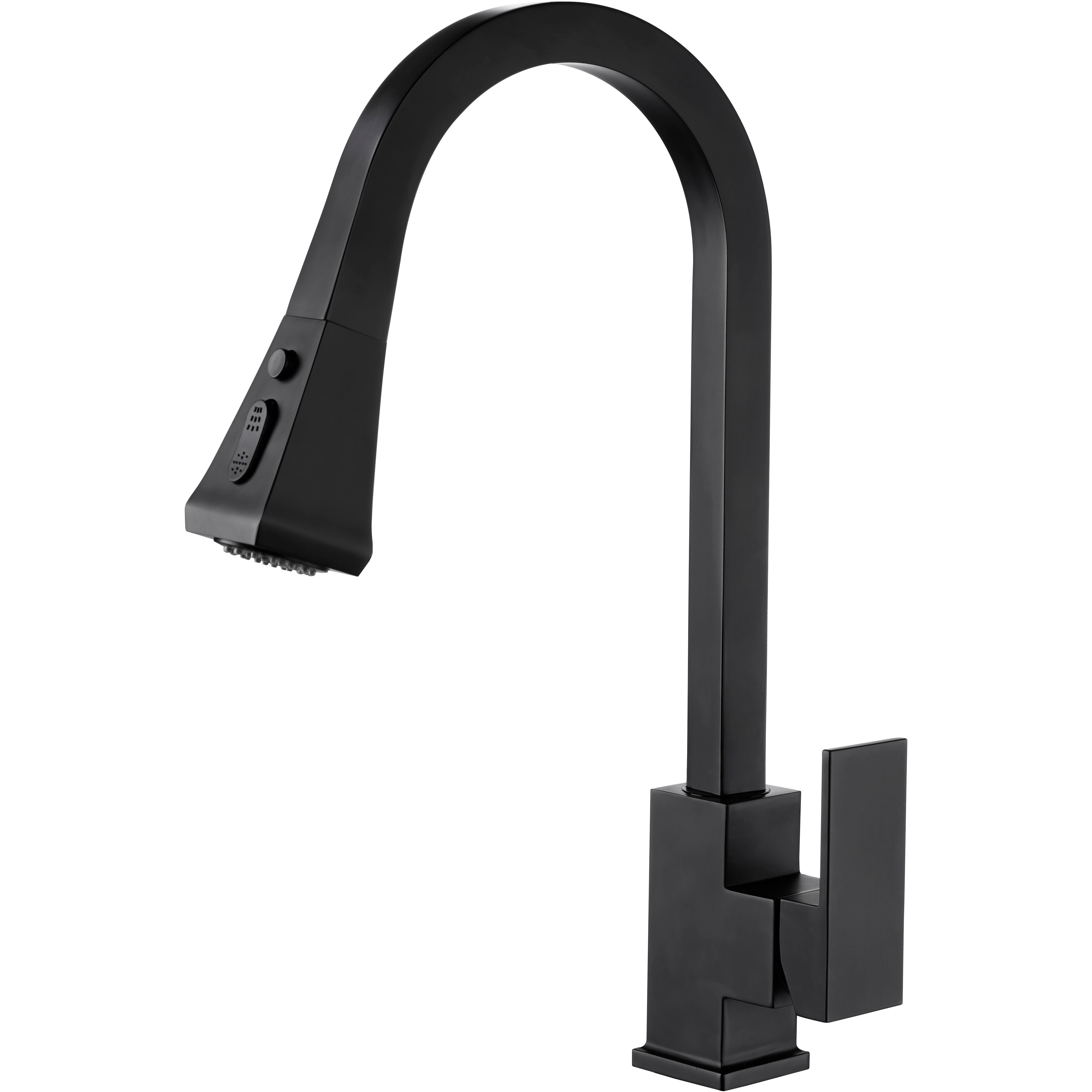 Elegant Black Minimalist Style Pull Down Kitchen Faucet Brass Body
