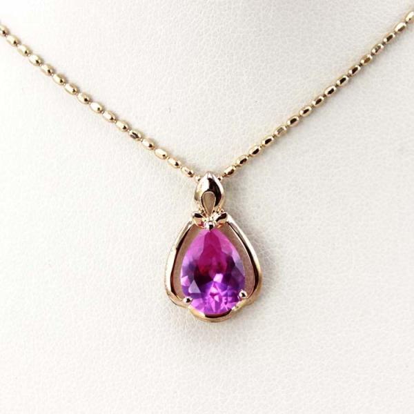Women Jewelry 18K Rose Gold Plated 925 Silver 8mmx10mm Pear Pink Cubic Zircon