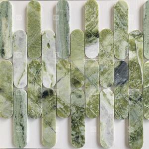 China Long Oval Stone Mosaic Subway Wall Tiles For Bathroom And Living Room factory