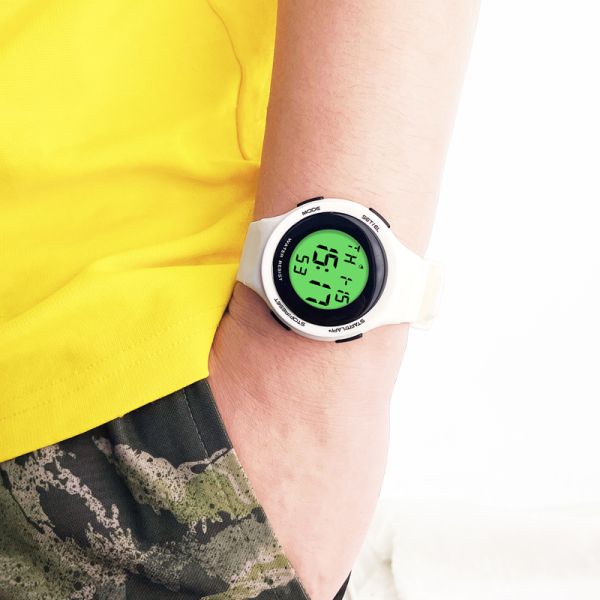 Colorful LCD Digital Hand Watch With Original Silicone Rubber Strap