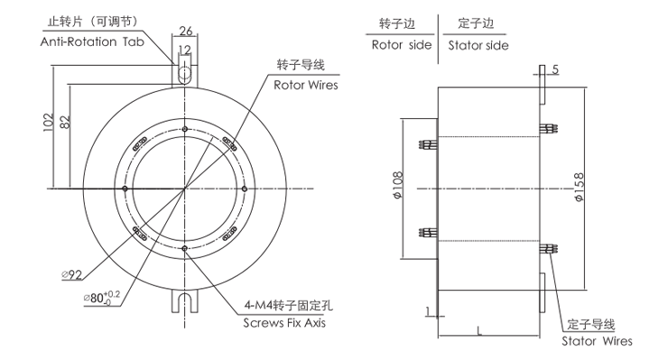 k380 series K380 Series Pancake Slip Ring slip ring Drawing 