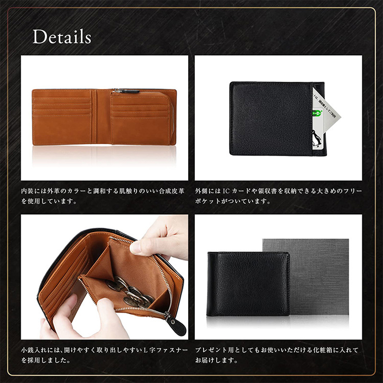 Business Real Leather Multi Card Small Folding Card Holder Bifold Wallet With Zipper