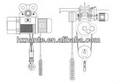 Remote Control CD MD Heavy Duty Rope Hoist 20 Ton With Double Speed