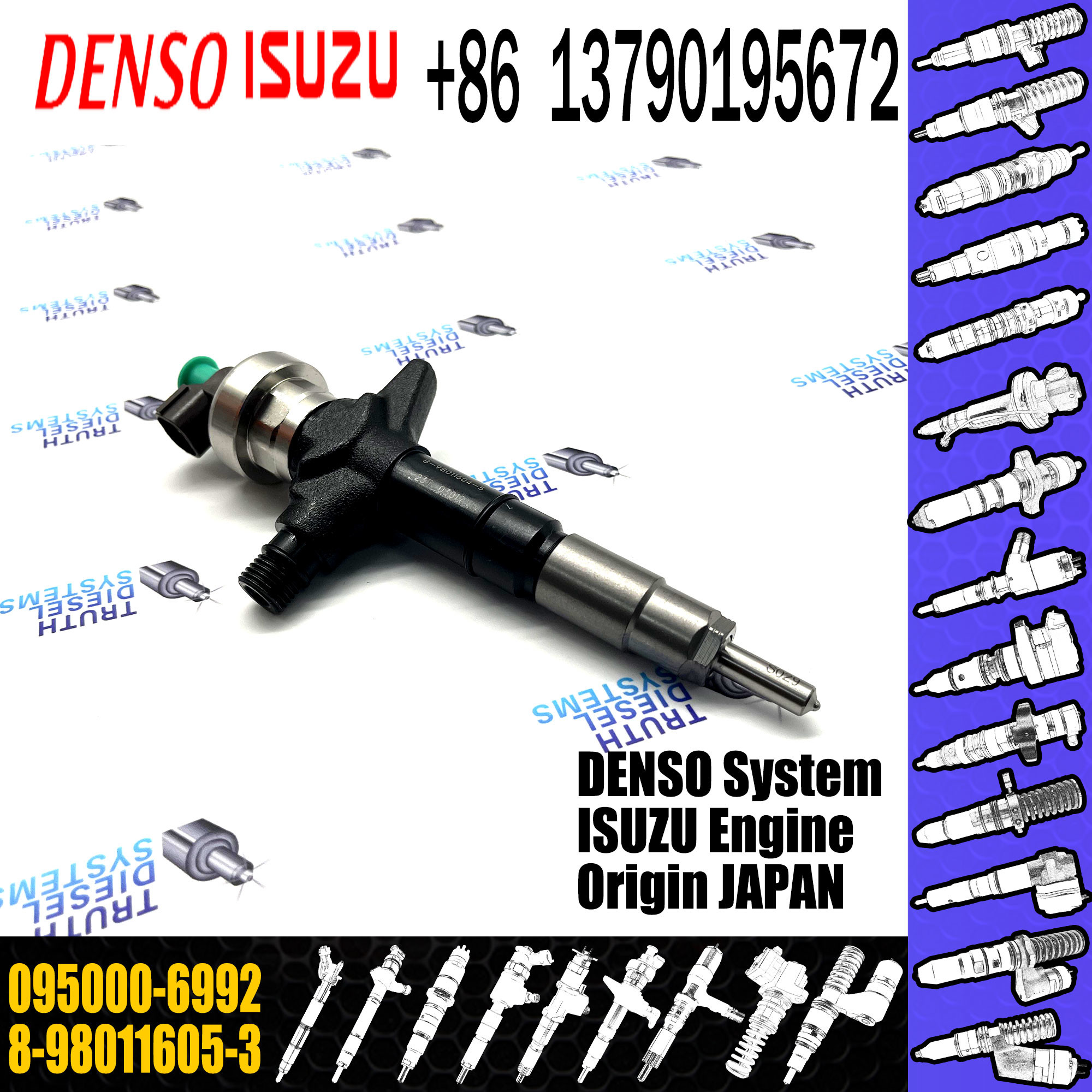 Huida Diesel Engine fuel injector 095000-6992 8-98011605-3 095000-6993 8-98011605-4 Original