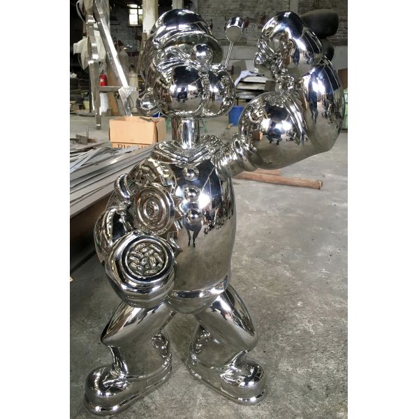 Customize 316 Cartoon Character Sculptures Surface Brushed Metal Art Garden