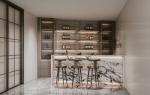 Fadior Wood Grain Stainless Steel Wine Cabinet With High-Low Quartz Design