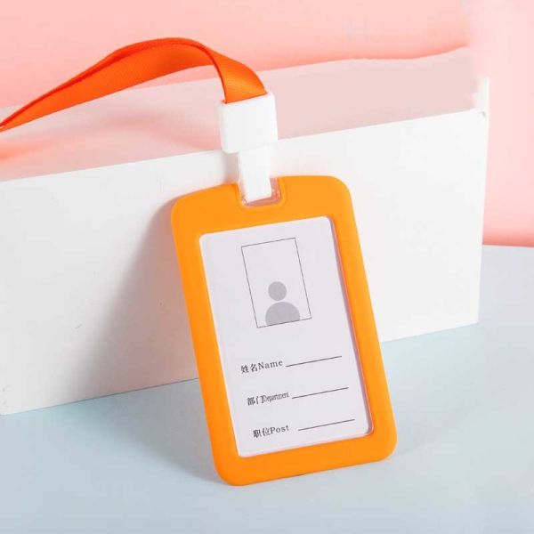 Silicone ID Name Badge Card Case Protector With Retractable Cord and Breakaway Buckle