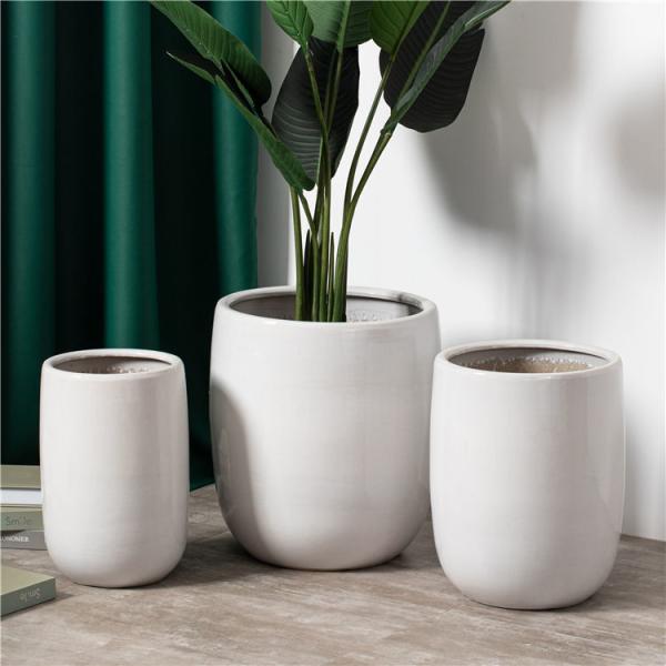 High quality elegant home garden decor white floor plant pots cheap outdoor