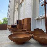 Rustic Round Brazier Wood Burning Corten Steel Fire Pit For Outdoor Backyard