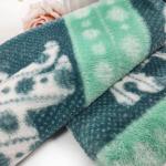 Printed Rabbit Plush Green Fake Fur Material 330gsm 150D
