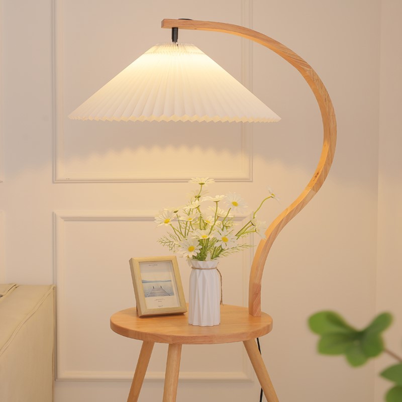 Solid Wood Tray Floor Lamp For Living Room Tea Table Furniture Bedroom Bedside Lamp