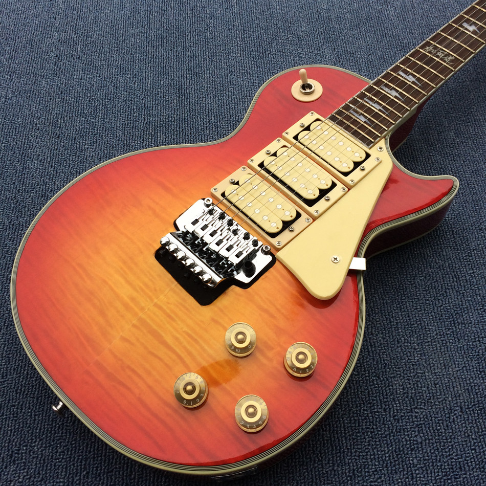 New arrival Custom LP electric guitar with 3 pickups ,Rosewood Fingerboar & Cherry Sunburst color guitar, Free shipping