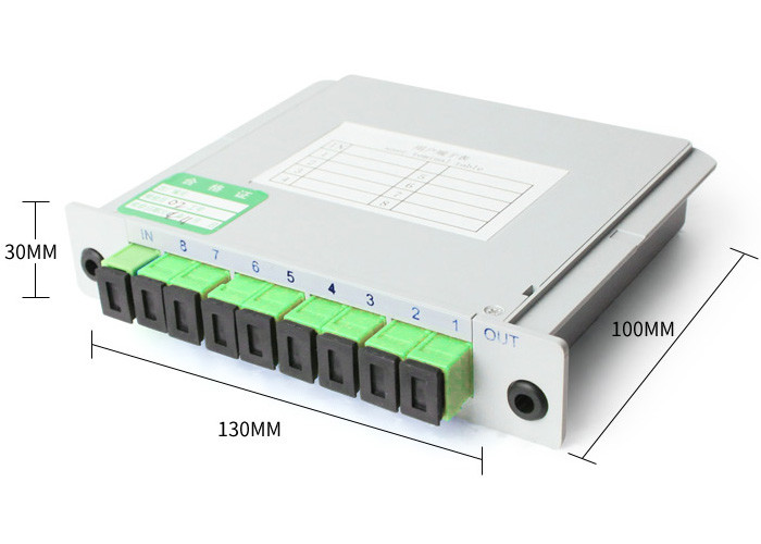 1x8 SC APC Fiber Optical Cassette PLC Splitter In Fiber Optic Box