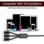 Ipad Mobile Phone 3 In 1 Universal USB Charging Cable Fashionable Braided