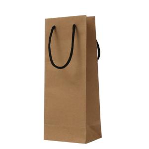 China Recycled Brown Kraft Paper Bag With Logo Print Wine Carrier Packaging Bags factory