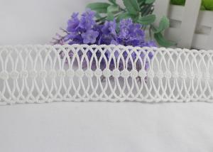 China White 4.2cm Width Floral Guipure Lace Trim By The Yard , Wedding Stretchy Lace Ribbon factory