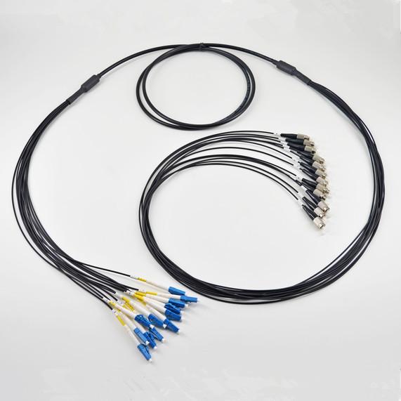 Outdoor Tactical Armored Fiber Optic Patch Cord 12 Cores LC/UPC To ST/UPC Single