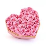 New Design Flower Box Real Preserved Roses 5-6cm Rose In Heartshape Flower Box
