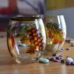 Egg Shaped Beautiful Color Glass Cylinder Candle Holders , Glass Votive Candle